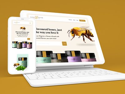 Clove & Nectar Honey landing page design branding design typography ui