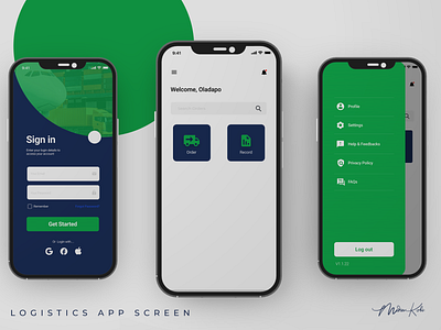 Amgray Logistics App screens