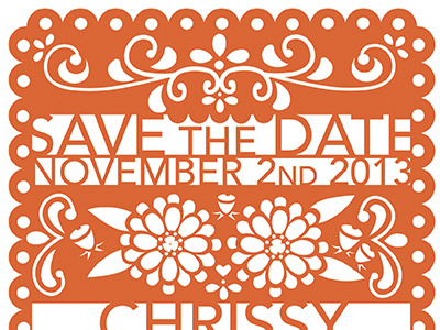 C&C Save the Date day of the dead lace laser cut mexican save the date wedding