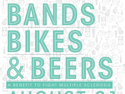 Bands, Bikes & Beers bands beer benefit bikes icons multiple sclerosis posters
