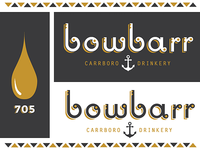 Bowbarr anchor bar drop gold logo type