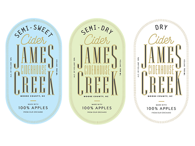 James Creek Labels apples cider label packaging type typography