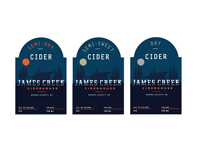 James Creek Labels alcohol apples beverage brand cider creek illustrator label moon packaging