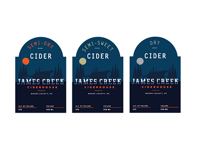 James Creek Labels alcohol apples beverage brand cider creek illustrator label moon packaging