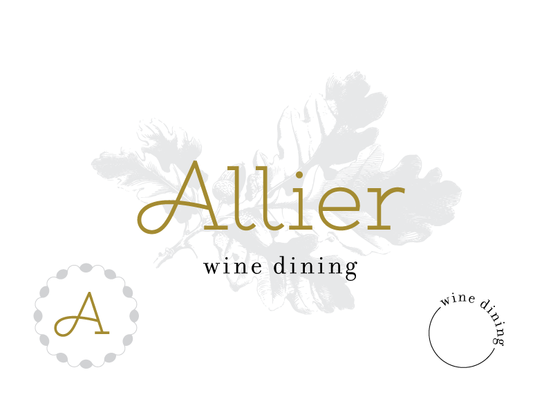 Allier dining logo french wine oak a type typography branding restaurant