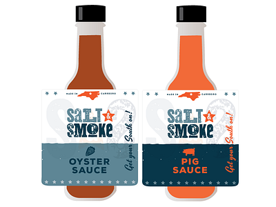 Salt Smoke Sauce bbq branding oyster packaging pig sauce south wood type