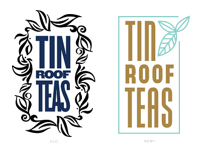 Tin Roof Teas beverage branding leaf logo packaging rebrand tea typography
