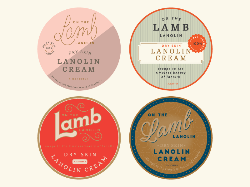On The Lamb logo cosmetics vintage type packaging lanolin lamb
