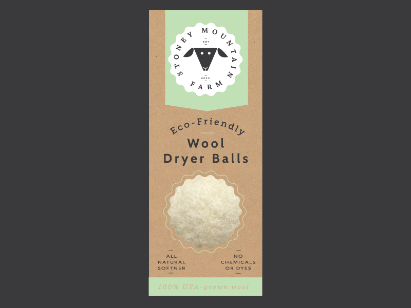 Stoney Mountain eco-friendly packaging logo farm sheep wool dryer balls