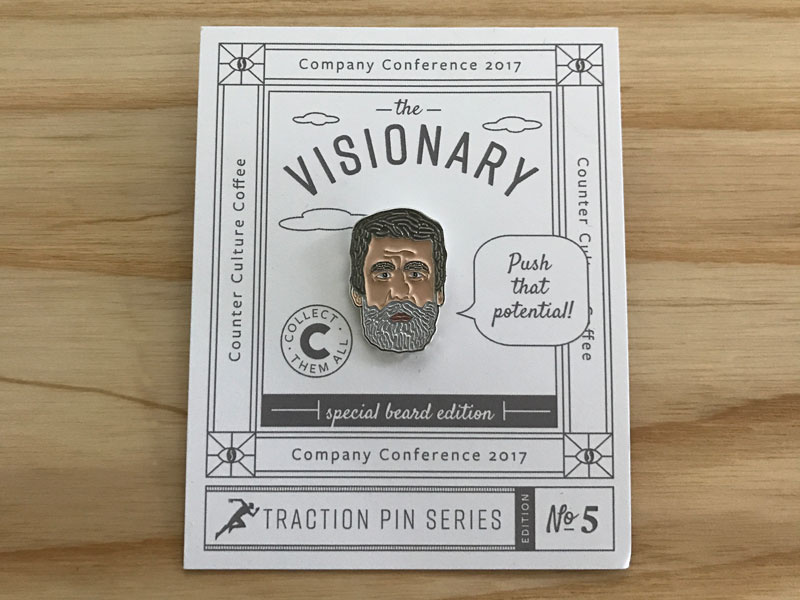 The Visionary conference coffee enamel pin