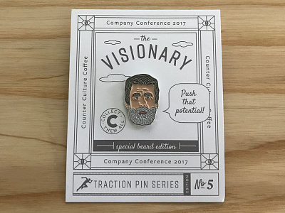 The Visionary coffee conference enamel pin