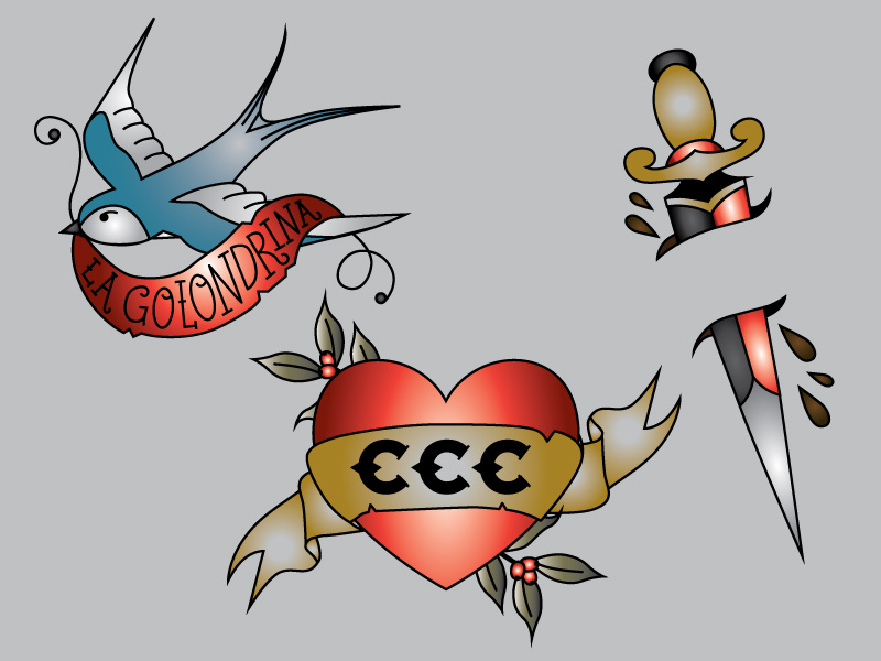 Tats american traditional bird sword coffee mom heart tat temporary tattoos