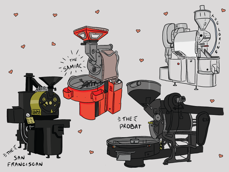 Roaster Stickers ipad pro drawing hearts stickers coffee roaster