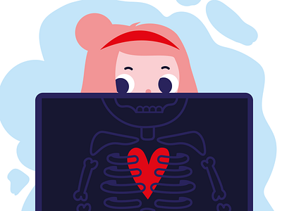 girl in love cartoon character girl heart illustration in love love skeleton vector