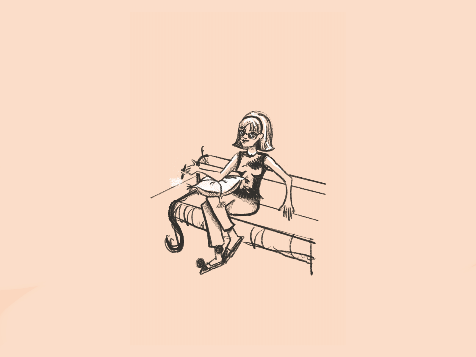 Mom Just Relax - Illustration animated animation black charcoal couch editorial art editorial illustration glasses hand drawn illustration pencil person pink retro sketch smoking white women