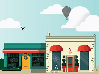 Shop Illustrations bookstore building business city cloud illustration minimalist shop simple small street vector