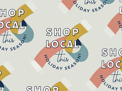 Shop Local This Holiday Season Stamp holiday local logo pink scarf shop stamp texture typography