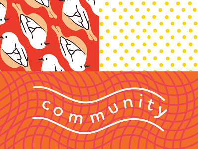 Bird Community 80s bird community dots illustration minimalist modern orange simple type word typography vector yellow