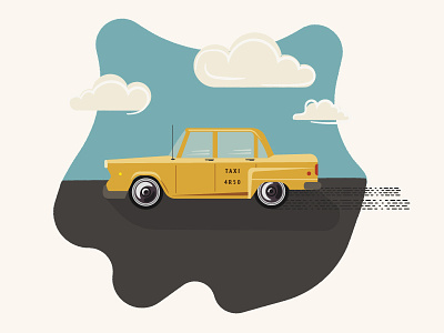 Taxi Illustration car illustration graphic illustration infographic elements midcentury minimalist modern poster retro retro car retro taxi simple taxi vector yellow yellow cab yellow taxi