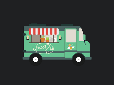 Juice Bar Truck Illustration brand car design food truck food trucks green icon illustration juice bar minimalist modern food modern vector vector