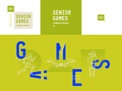 Senior Games Green Identity athletic athletic branding brand identity branding digital illustration minimalist modern poster print simple sketch sports sports logo typography