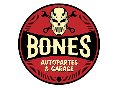 Bones - Autoparts & Garage branding car design flat icon illustration logo skull logo vector