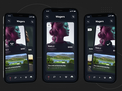 Golf wagers app - dark mode