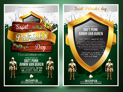 Saint Patrick's Day Flyer armors beer celebration fest flyer modern multicolour professional promotion pub saint petricks shield traditional