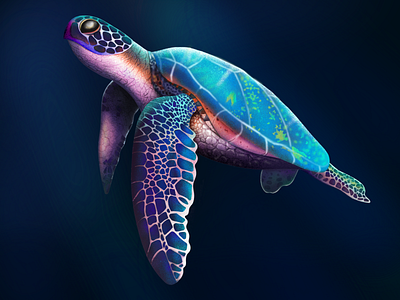 Just keep swimming 2d animal drawing illustration life ocean painting procreate swim swimming turtle underwater water wildlife