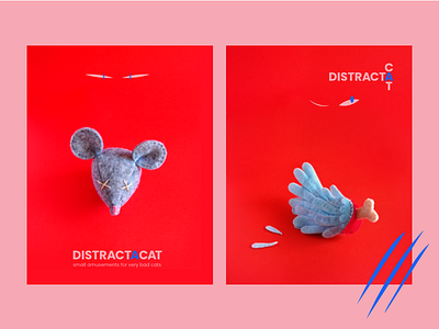 Distract-a-cat toys + branding branding crafts logo vector
