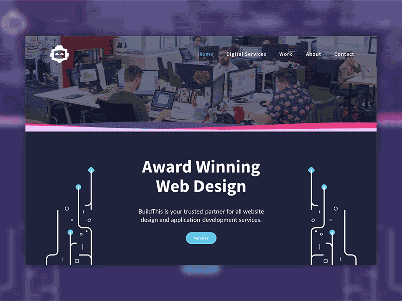 BuildThis Homepage animation branding web design