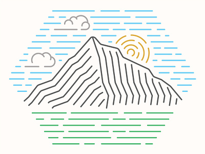 Mountain clouds design flat illustration landscape lineart lines minimal mountain simple sky sun vector