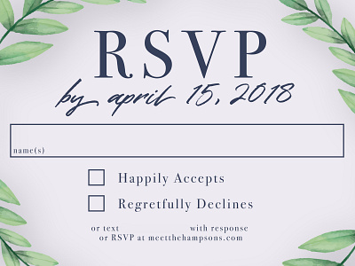 Wedding RSVP Card - Hampson/Chastain