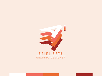 Ariel Beta personal Logo art brand branding clean coral design flat graphic design icon identity illustration illustrator lettering logo minimal peach red type typography vector