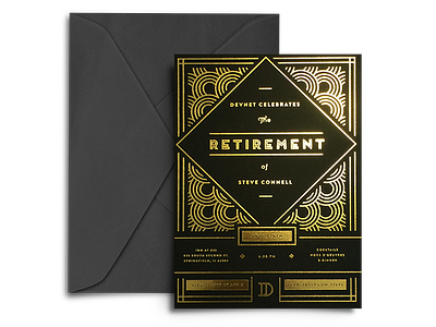 Retirement Invitation foil foiling gold invitation retirement
