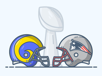 Superbowl LIII Patriots vs Rams badge ball conception design flat design football graphic design illustration logo nfl patriots rams sport super bowl superbowl ui vector