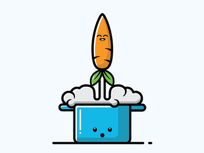 Carrot rocket reborn carrot character conception design flat design food graphic design illustration kitchen logo mascot restaurant rocket space sticker stickers vector vegan vegetable