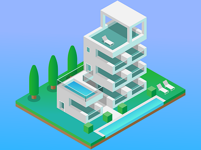 Isometric building pool