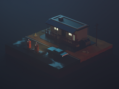 Low Poly gas station