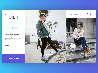 Shop stylish clothes "Bien" concept design logo ui ui ux ux vector web webdesign website xd