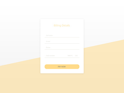 Biling Details artwork design dribbble form modern payment simple yellow