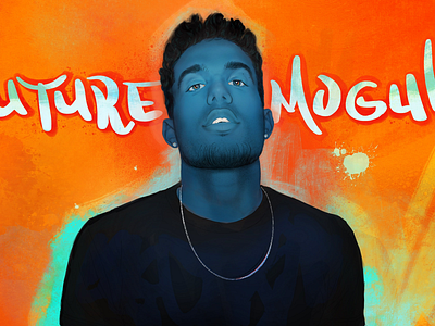 Future Mogul blue color illustration music orange rap