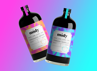 MIDY Coldbrew bottle design branding coffee coldbrew design illustration label label design logo packaging design pattern typography