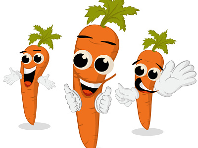 CARROT CHARACTER EXPRESSION carrot cartoon cute design face food fresh funny green happy health healthy illustration nature orange plant smile vector vegetable vegetables