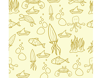 SEA PATTERN VINTAGE art background design drawing drawn fish food hand illustration kitchen life ocean pattern sea seafood seamless shell sketch vector vintage