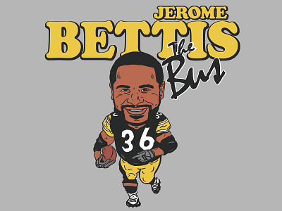 The Bus 90s adobe sketch caricature illustration illustrator jerome bettis nfl pittsburgh steelers sports steelers