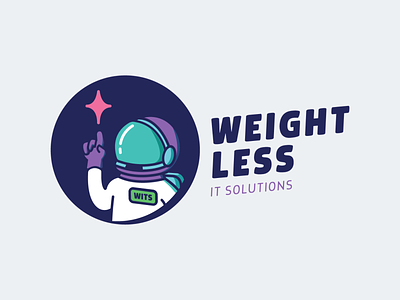 Weightless IT Solutions logo adobe illustrator astronaut branding design graphic design illustration it logo nebraska omaha space star tech typography weightless