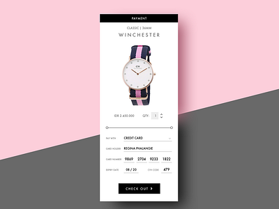 Daily UI 002- Credit Card Checkout checkout form checkout page dailui dailyui002 feminine grey ladieswatch pink sketch uiux uiuxdesign watch