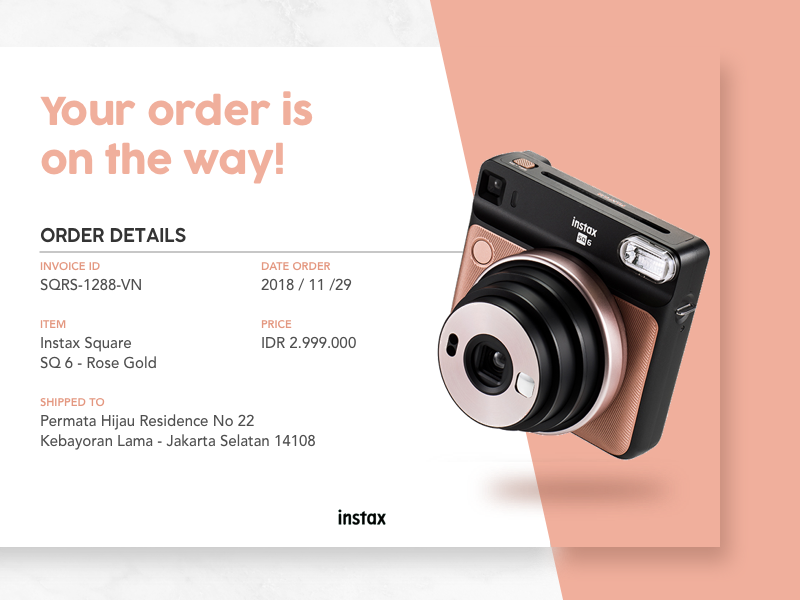 Email Receipt rose gold instax peach receipt email receipt email dailyuichallenge uiuxdesign daily ui dailyui