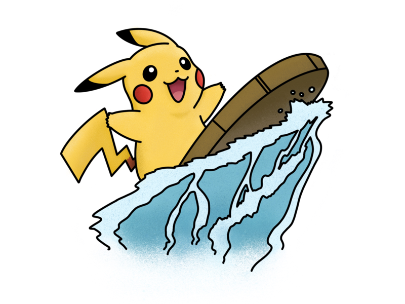 Surfing Pikachu By Steph Ellis On Dribbble